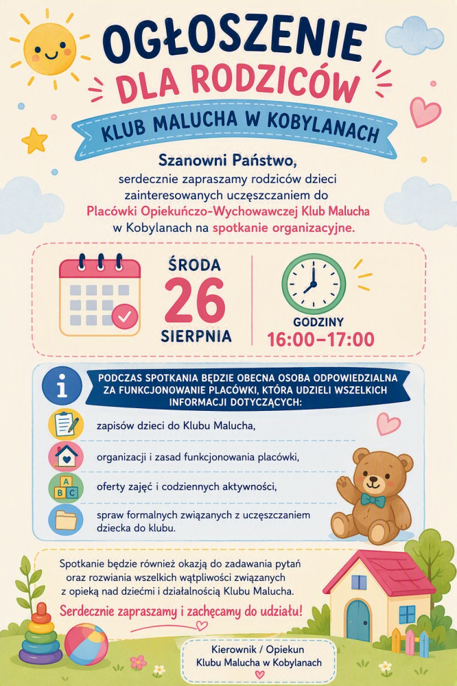 OGŁOSZENIE DLA RODZIC&Oacute;W
